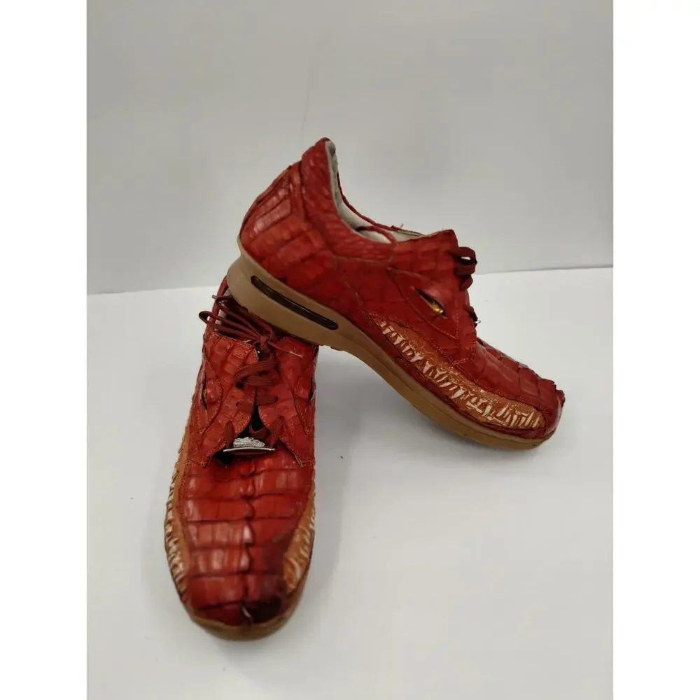 FENNIX ITALY 3044 Men's Brown Alligator Hornback Crocodile Sneakers M13 CUSTOM